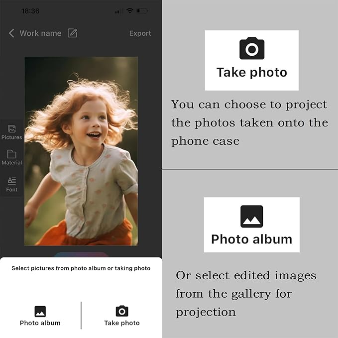 DIY E-Ink Phone Case  𝐀𝐏𝐏 Operation Smart Photo Rear Projection Customiza Phone Case Instantly Display Photos On The Ink Screen Back Cover Personalize Your Phone case.3.7-inch screen