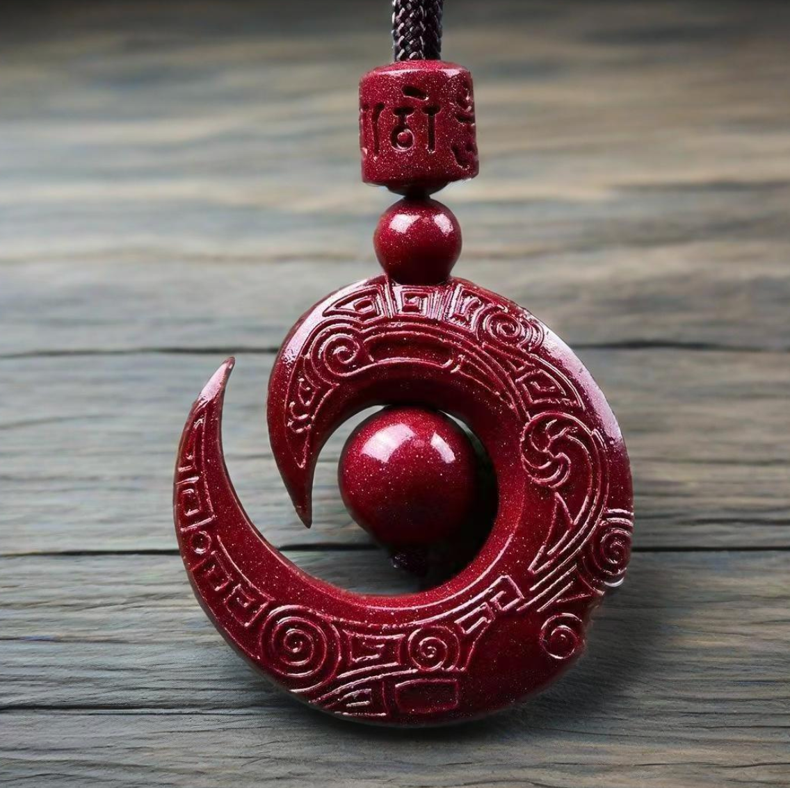 Natural cinnabar ore, lucky charm pendant, high content purple gold emperor sand necklace