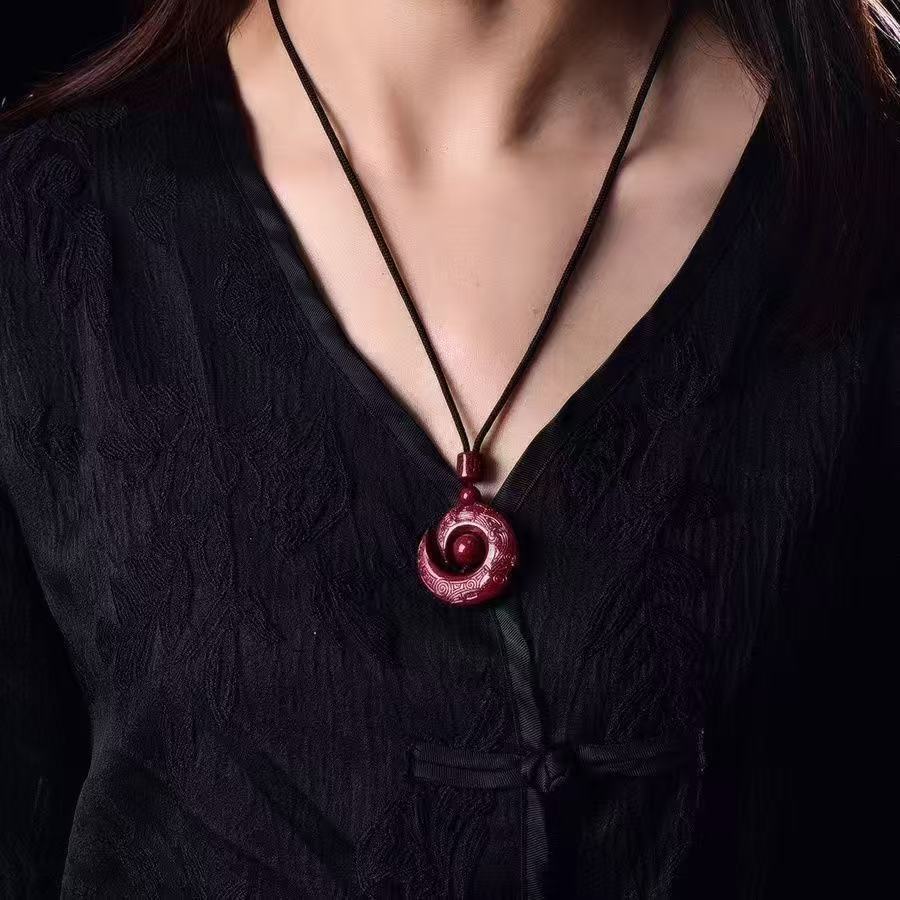 Natural cinnabar ore, lucky charm pendant, high content purple gold emperor sand necklace