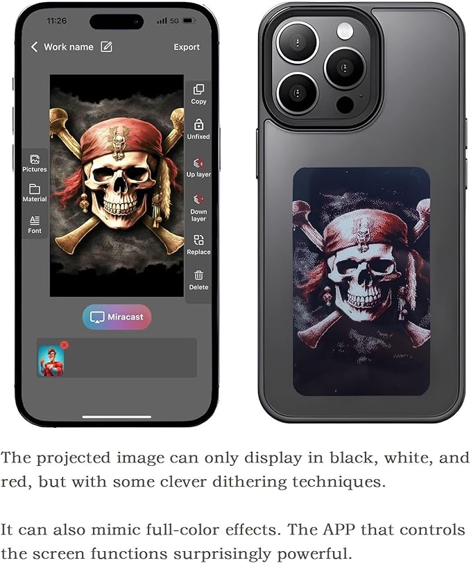 DIY E-Ink Phone Case  𝐀𝐏𝐏 Operation Smart Photo Rear Projection Customiza Phone Case Instantly Display Photos On The Ink Screen Back Cover Personalize Your Phone case.3.7-inch screen