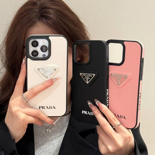Fashionable Triangle Label Leather Case